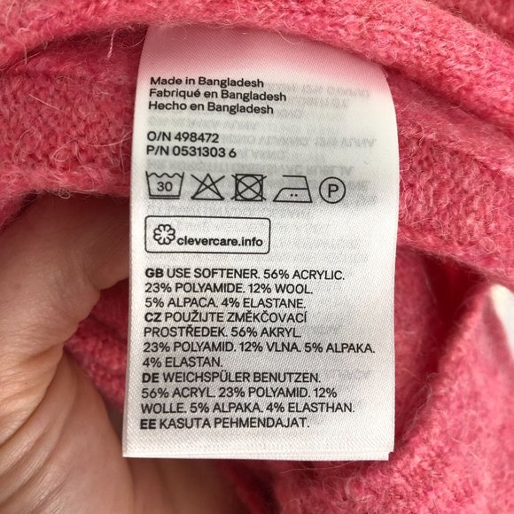 H&M Divided Pink Wool Alpaca Blend Sweater Sz M - Picture 8 of 9
